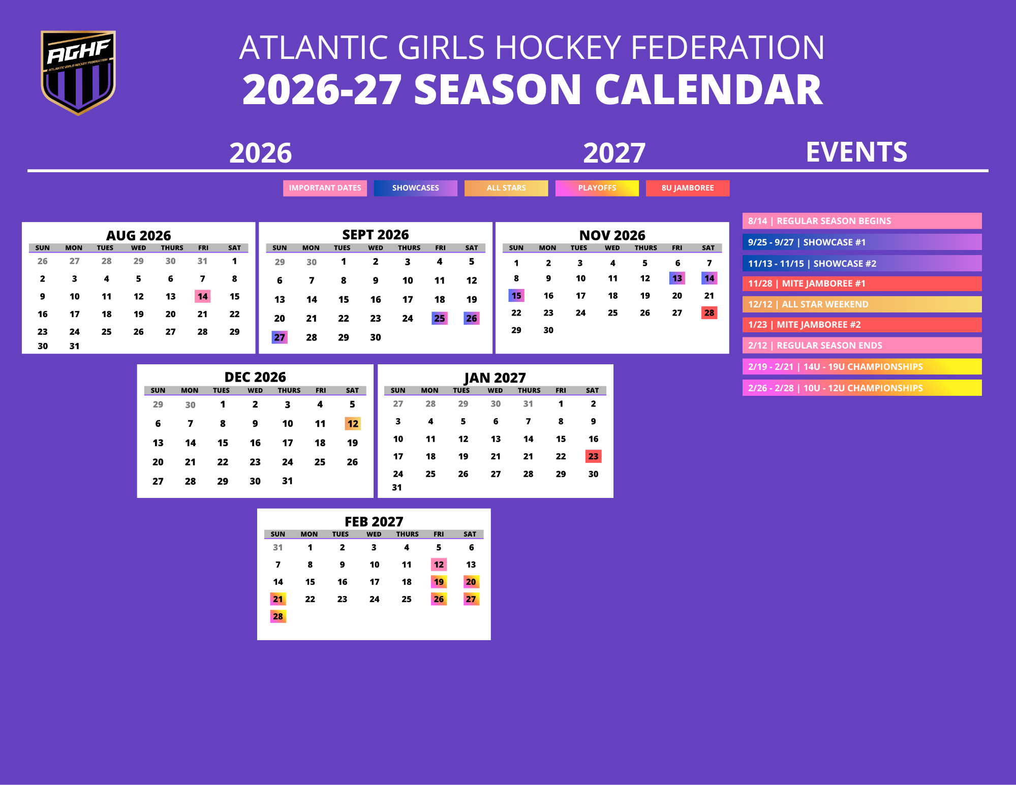 2026-27 aghf calender